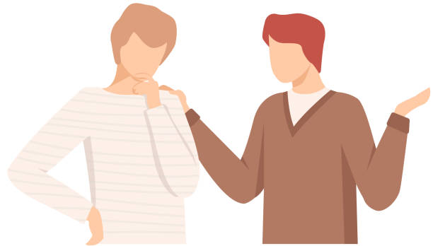 One Man Encouraging Another By Putting Hand on His Shoulder Vector Illustration. Fellow-Feeling and Sympathy Concept